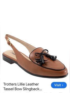 Trotters Lillie slingback loafer flats in a cognac & Black